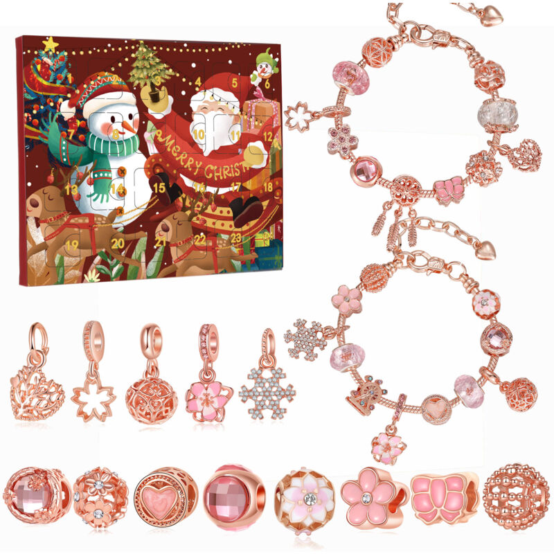 Andere Weihnachtsdekorationen, Weihnachts-Adventskalender für Kinder, 24-Tage-Countdown, DIY-Adventskalender, Roségold-Adventskalender, Geschenkbox
