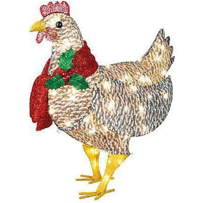 Andere Weihnachtsdekorationen, Weihnachtshuhn mit Beleuchtung, Weihnachtshuhn mit Beleuchtung und Schal, Weihnachtsdekoration mit Tieren für den