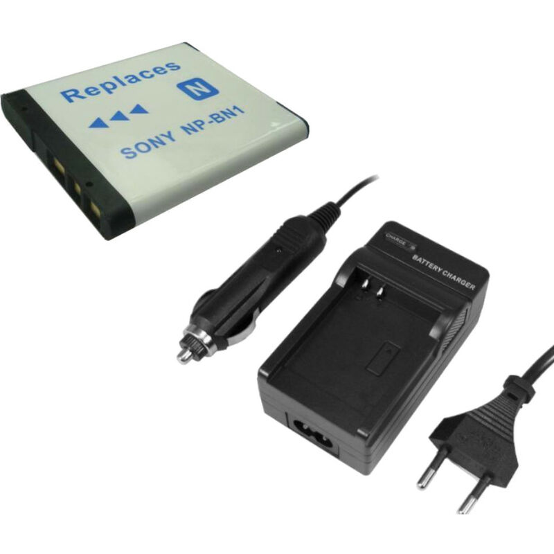 Angebot im set: Trade-shop Kamera Li-Ion Akku + Akku Ladegerät mit kfz Adapter ersetzt Sony NP-BN1 NPBN1 NP-BN-1 für Sony Cybershot DSC-W560 DSC-W570