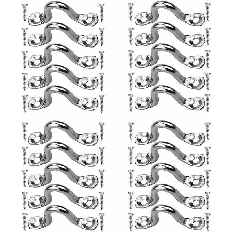 Anhängerzubehör, 20 Stück Edelstahl-Ösenplatte, Kajak-Deckschnallen Edelstahlöse, Buckelform Feste Schnalle, Edelstahl-Ösenplatten, mit 40 Stück