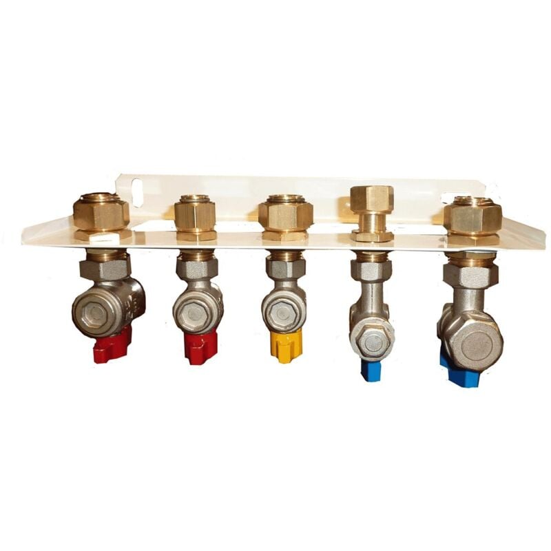 Anschlussleiste für Kombikessel ONNLINE und EcoCondens Gold Plus mit Eckventilen (Siebfilter am Zentralheizungsrücklauf und