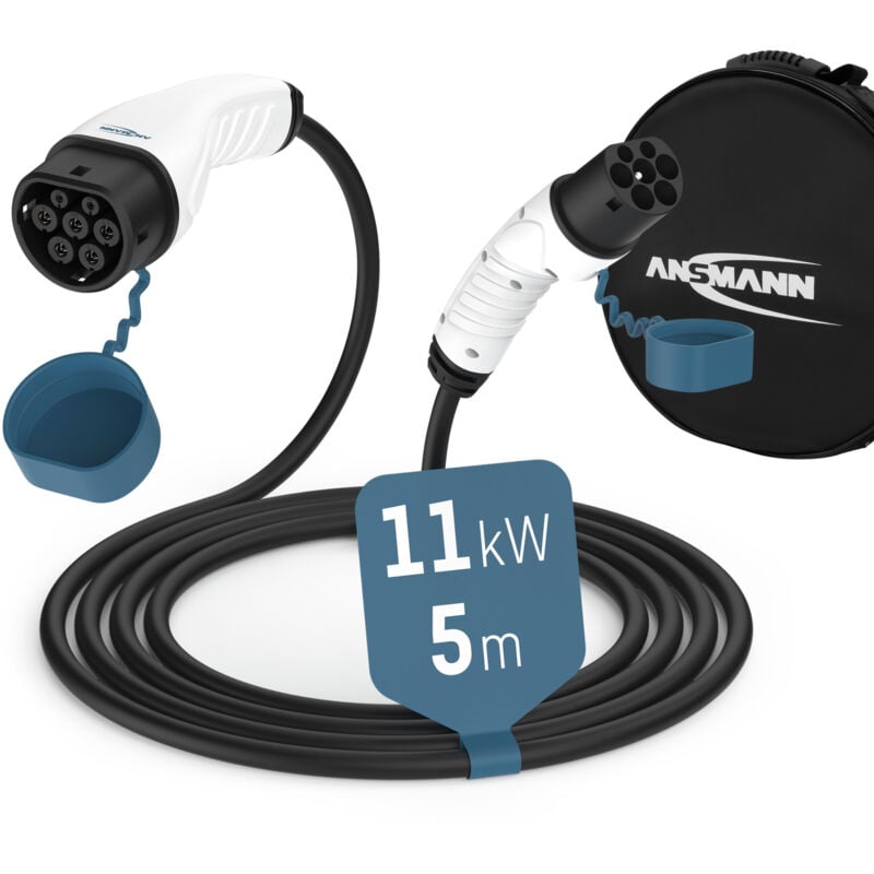 Ansmann - Ladekabel Typ 2 mit 11 kW für Hybrid- & Elektroauto 5 Meter lang