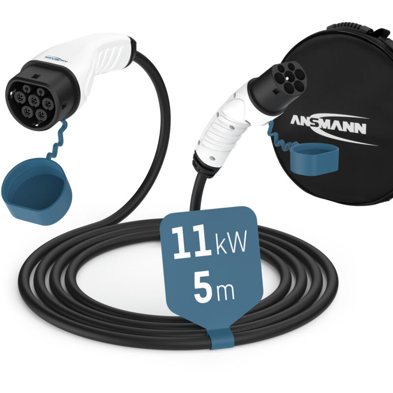 Ansmann - Ladekabel Typ 2 mit 11 kW für Hybrid- & Elektroauto 5 Meter lang