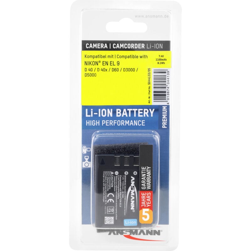 Ansmann EN-EL9 Kamera-Akku ersetzt Original-Akku (Kamera) EN-EL9 7.4 V 1100 mAh