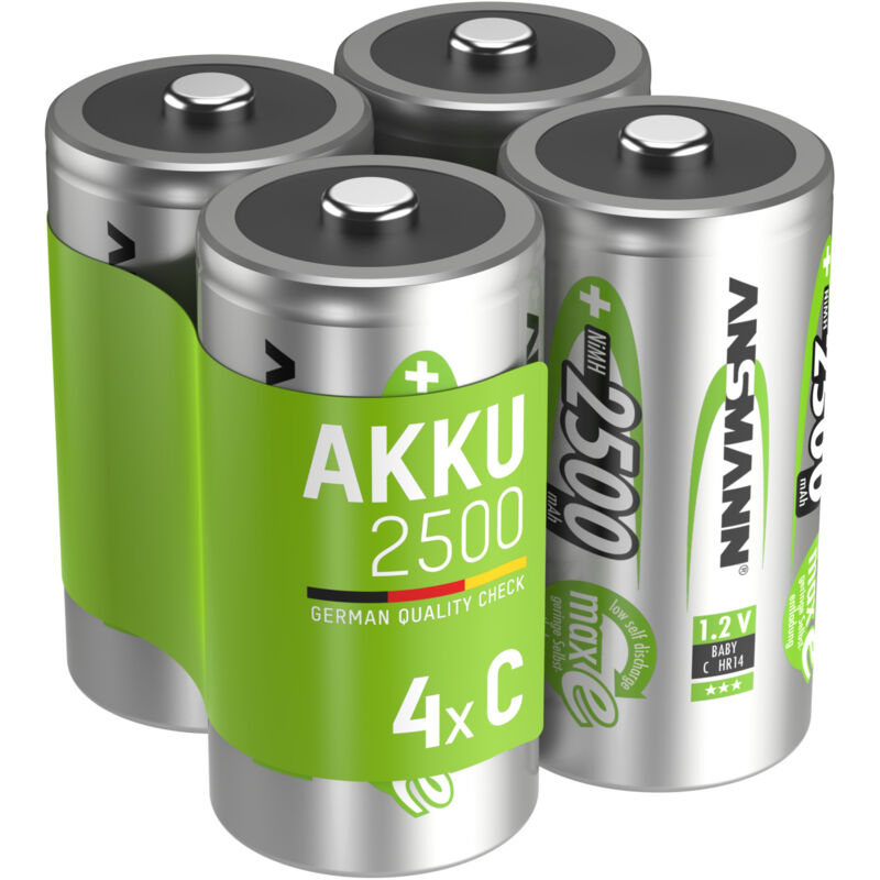 Akku c 2500mAh Baby NiMH 1,2V – 1000x wiederaufladbar (4 Stück) - Ansmann