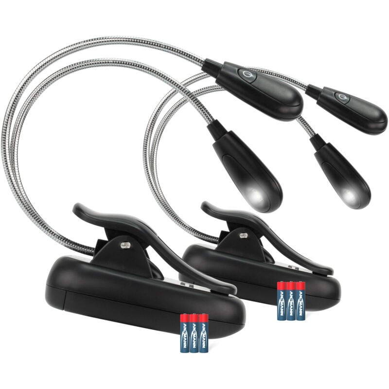 Flexible led Leselampe batteriebetrieben, dimmbar, für Buch uvm. 2 Stk - Ansmann