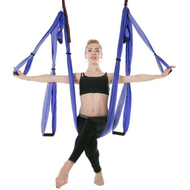 Anti-Schwerkraft-Schaukelhängematte, Yoga-Handtuch, hängendes Yoga-Handtuch, Yoga-Gürteltasche 250 150 cm (lila, mit 200 kg)