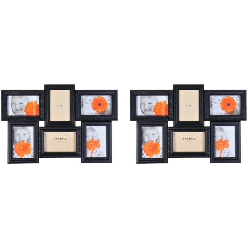 Buri - Antike Collage-Bilderrahmen 2er-Set Fotorahmen Multirahmen Fotogalerie schwarz