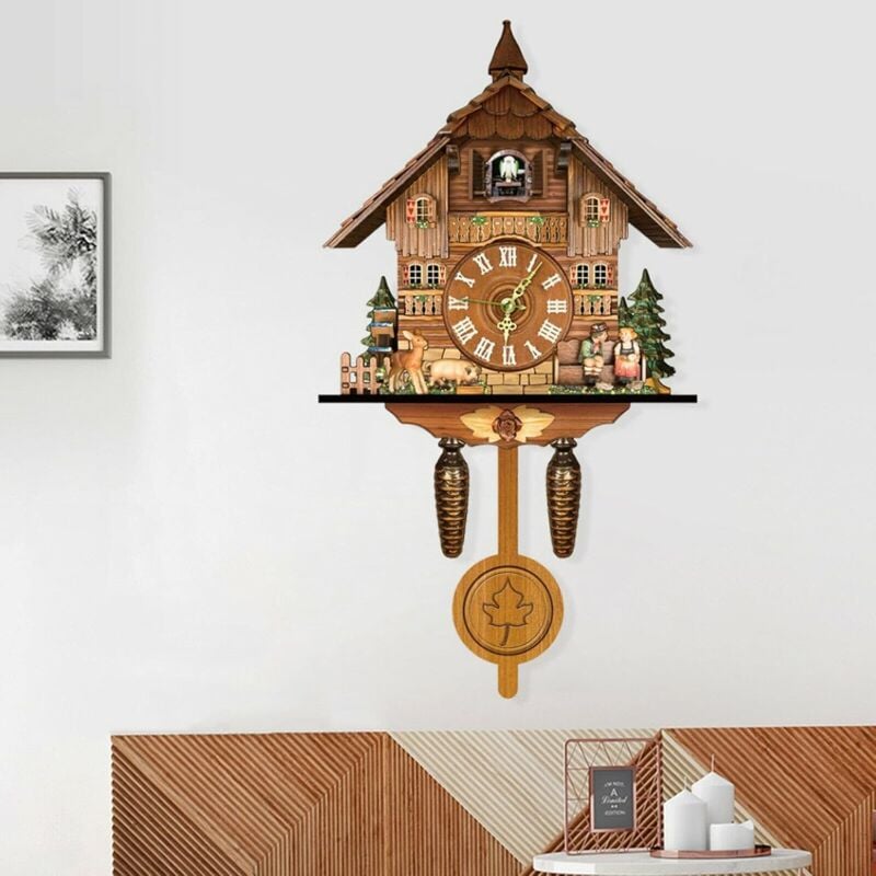 Antike Holz Kuckucksuhr Arbeitszimmer Hölzern Wanduhren Dekorative Bauernuhr Schwarzwälder Vintage Holz Vogel Wanduhr Geschenk