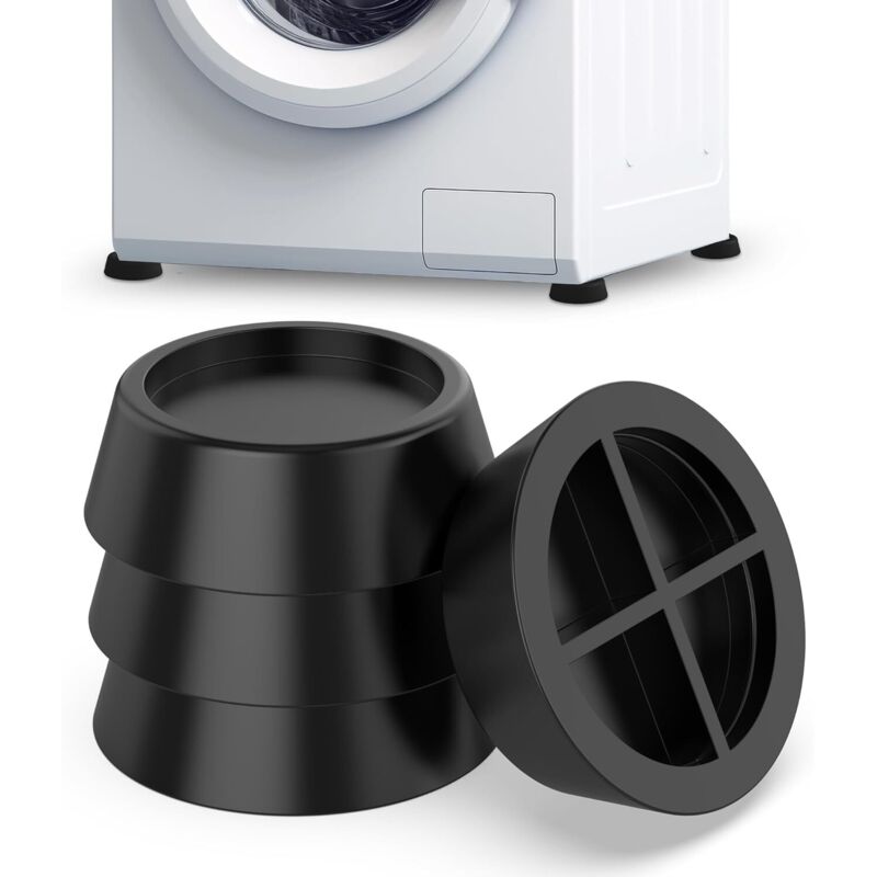 Antivibrationspads für Waschmaschinen, 4 Stück, Antivibrationsmatten für Waschmaschinen und Trockner, schwarze rutschfeste Gummipads