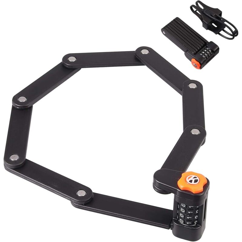 Faltbares Fahrradschloss für Elektroroller, scherfestes Fahrradschloss, 4-stelliges Codeschloss, in 8 Abschnitte faltbar, 8 extrem gehärtete