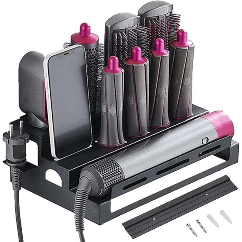 Csparkv - Anwendbar auf Lagerregal für Dyson, Wandmontage-Lockenstabhalter für Dyson Airwrap-Zubehör, Wandhalterung, 3 Ebenen, Heim-Badezimmer,