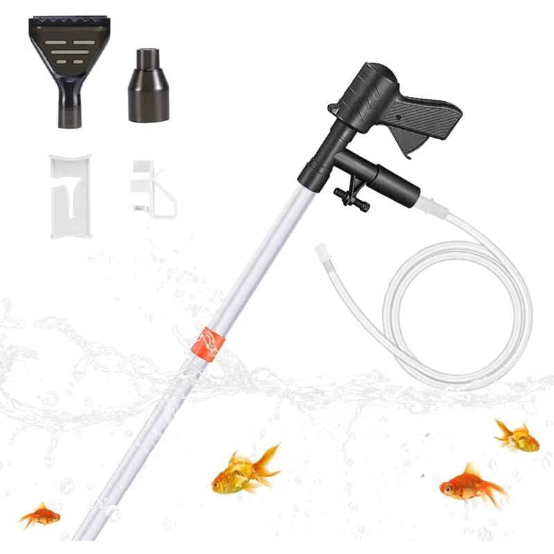 Aquarium-Kiesreiniger, 3-in-1-Aquarium-Wasserwechsler, mit Luftdruckknopf und Wasserdurchflussregler zum Wasserwechsel, Waschen von Sand,