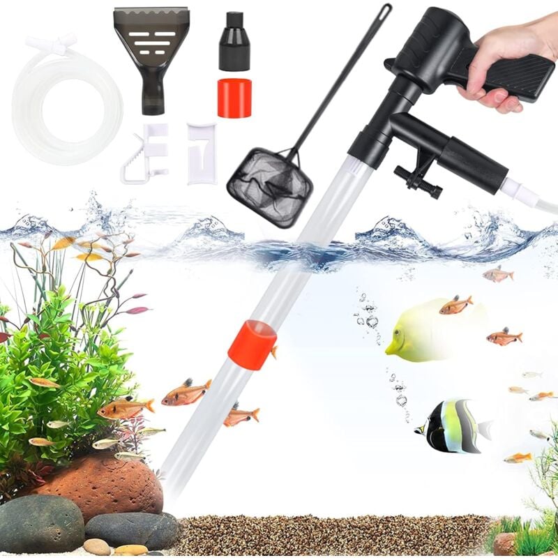 Ersandy - Aquarium-Schlammsauger, 5-in-1 Aquarium-Kies-Reinigungsset, Kiesreiniger, Wasserwechsel, Schnellfilter, Aquarium-Wasserwechsler mit