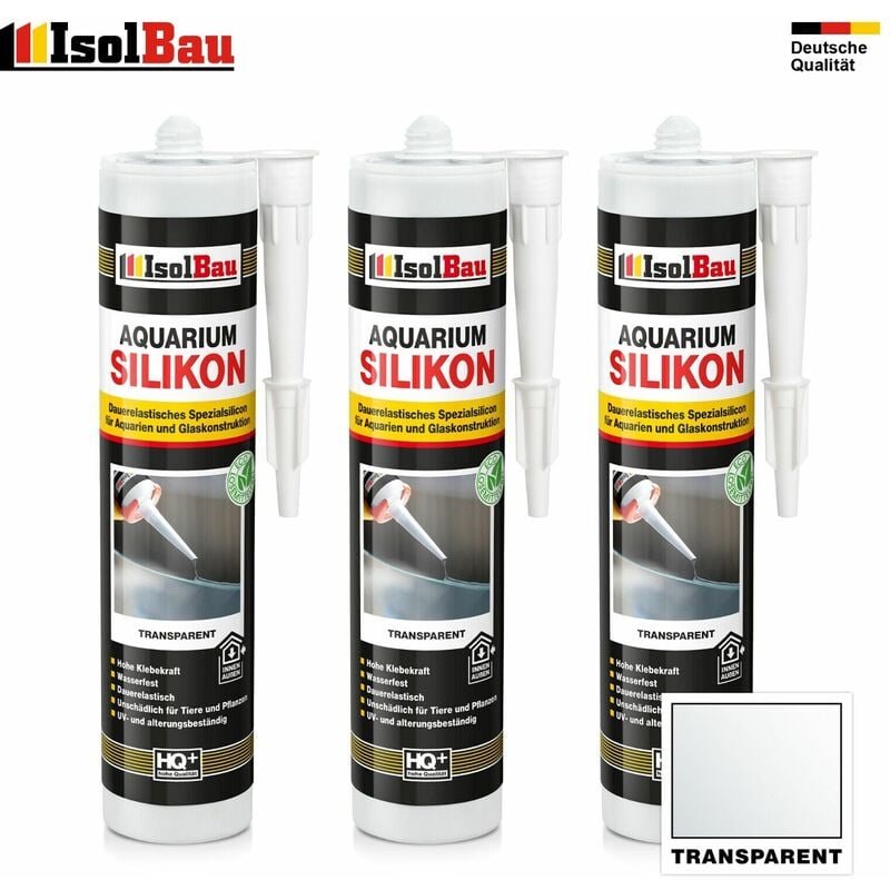 Aquarium Silikon Transparent 3 x 300ml Glassilikon Aquarium Kleber Glass