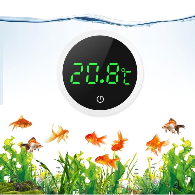 Aquarium-Thermometer, 0,1 ℃ hochpräzises digitales LCD-Aquarium-Thermometer mit Touch-Tasten, austauschbarer Batterie für Schildkrötenbecken und