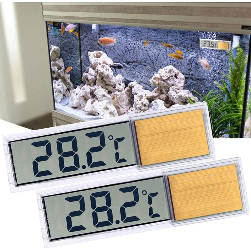 Memkey - Aquarium-Thermometer, 2 hochempfindliche digitale Aquarium-Thermometer, zwei seitliche Aufkleber, Genauigkeit bis zu 0,1 Grad (Gold)