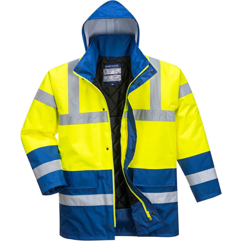 Portwest Warnschutz Kontrast Winter Verkehrsjacke Gelb/Royal M