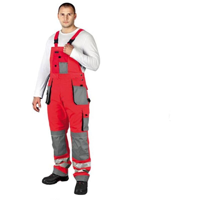 Arbeitslatzhose mit Reflektoren rot 58