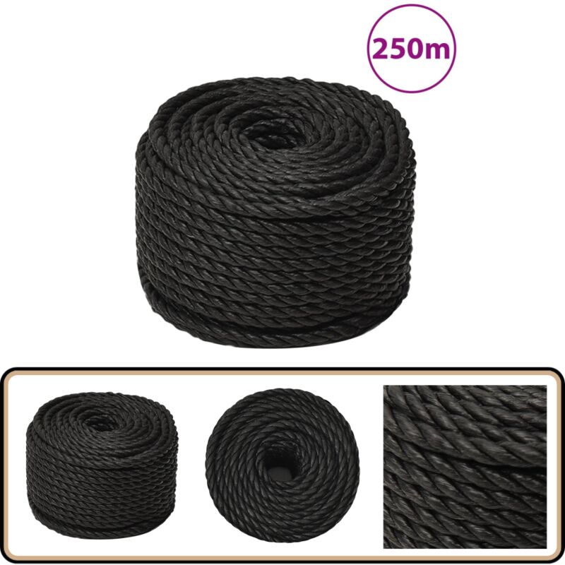 Arbeitsseil Schwarz 10 mm 250 m Polypropylen - Arbeiten Seil - pp Seil - Schlauchboot Seil - Gartenarbeit Seil - Montage Seil