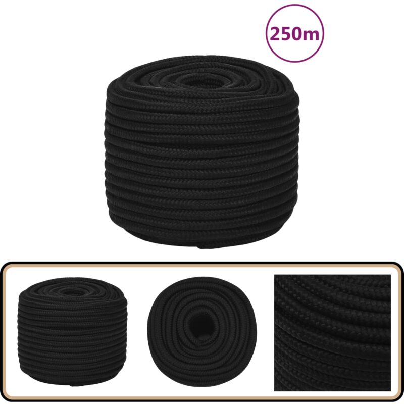 Arbeitsseil Schwarz 14 mm 250 m Polyester - Arbeitseil - Polyester Seil - Schnur - Baumarkt - Gartenseil