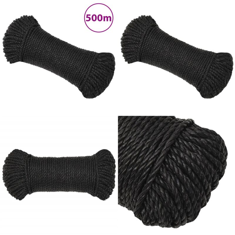 Arbeitsseil Schwarz 6 mm 500 m Polypropylen - Arbeiten Seil - pp Seil - Schlauchboot Seil - Gartenarbeit Seil - Montage Seil - Home & Living