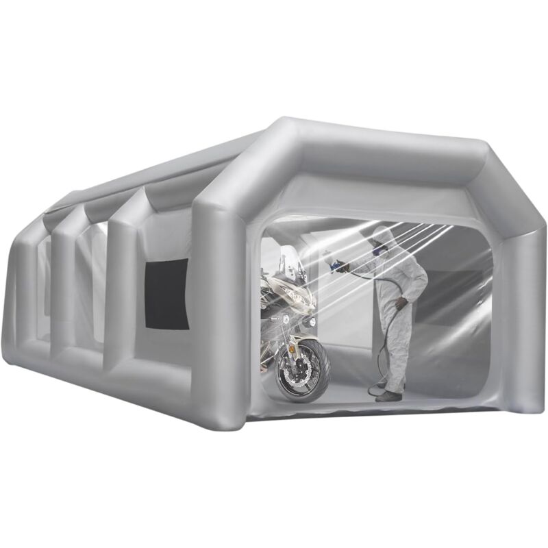 Arbeitszelt Lackierkabine Lackierzelt, Aufblasbares Hauszelt Zelt Sprühkabine Luftfiltersystem Transparente Fenster Bodenmatte 4 2,5 2,2m