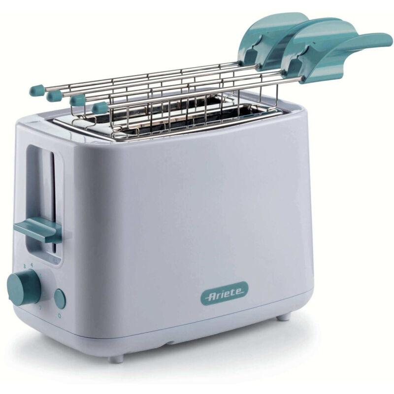 Ariete 157 Frühstückstoaster, 760 W, 2 Scheiben Brot, Edelstahlzange, 7 Stufen, weiß
