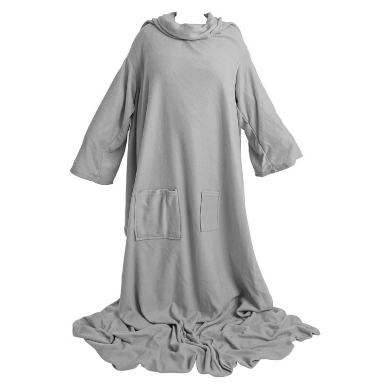 Rmeldecke Kuscheldecke xxl TV-Decke Fleece Wohndecke und Fuß- + Handytasche Grau