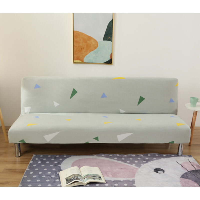 Ymyny - Armloser Sofabezug, Stretch-Sofa-Schonbezug, Couchbezug für Schlafsofa, Armloser Sofabezug, kleines buntes Dreieckmuster, mumu