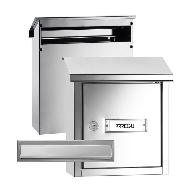 Arregui - V4037 Komplettes Durchwurfbriefkasten Pack. Einwurfblende + Mauerdurchwurf Briefkasten. Briefschlitz Abdeckung und hinterer Briefkasten aus