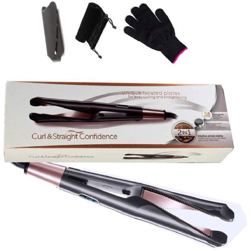 Trade Shop Traesio - Trade Shop - Lockenwickler Spiralplatte 2in1 konkave Platte Heizung LCD-Display -