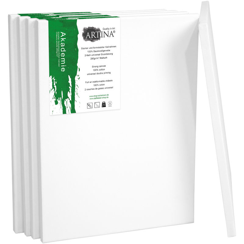 Akademie Keilrahmen Leinwand 5er Set 80cm, 80cm - Artina