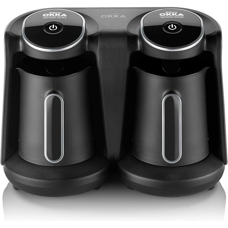 Arzum - okka Minio 880W Duo Türkische Kaffeemaschine, 1-8 Tassen Fassungsvermögen, waschbare Kaffeekanne schwarz/silber
