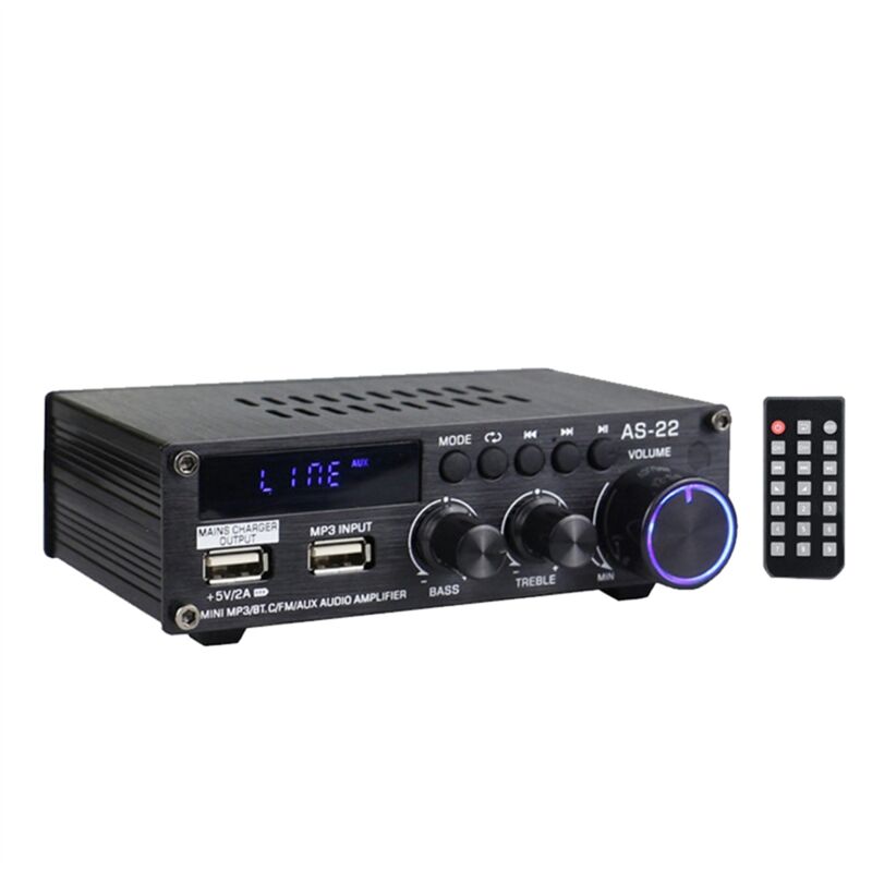 AS22 HiFi-Digitalverstärker 30Wx2 2.0-Kanal-Auto-Bluetooth-Verstärker Heimstereo-Audioverstärker-Empfänger EU-Stecker