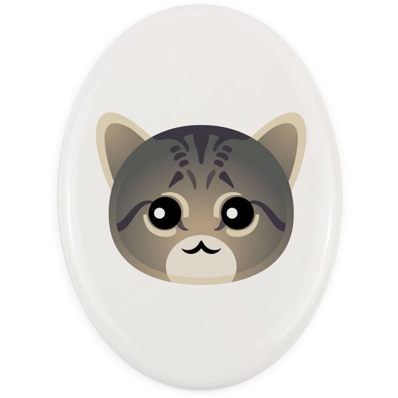 Asian Tabby - Keramik Grabsteinfliese mit Grafik und Inschrift von Art-Dog