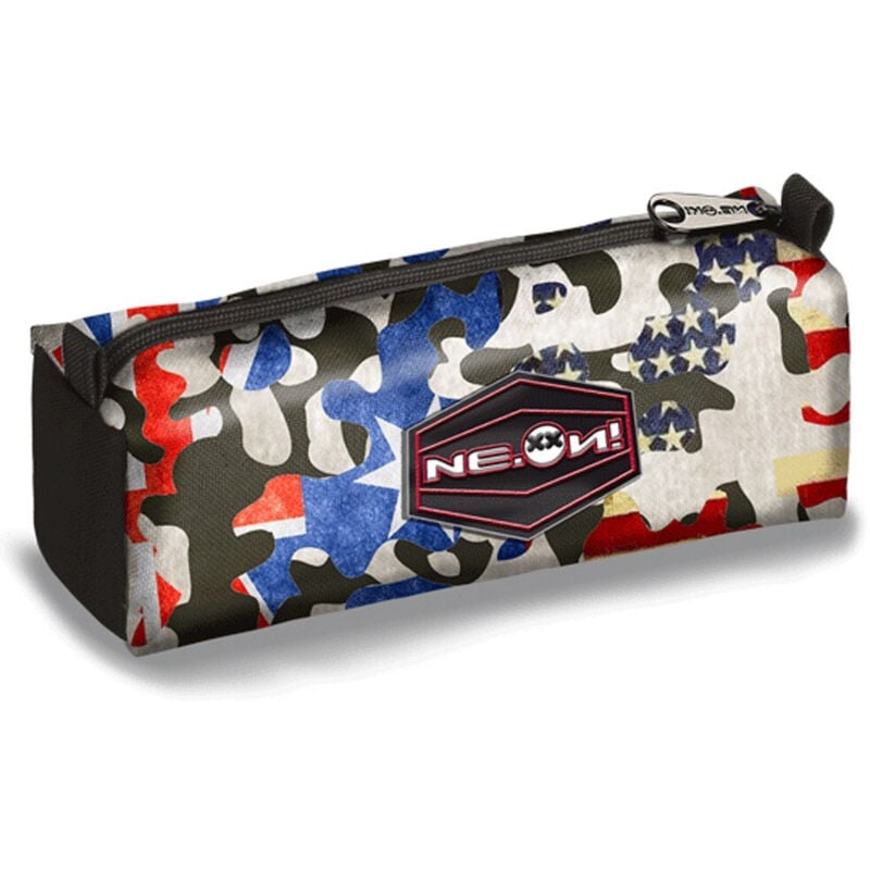 Trade Shop Traesio - Trade Shop - Astuccio Bauletto Neon Gut Camo Flagge American Single zip School Jungs -