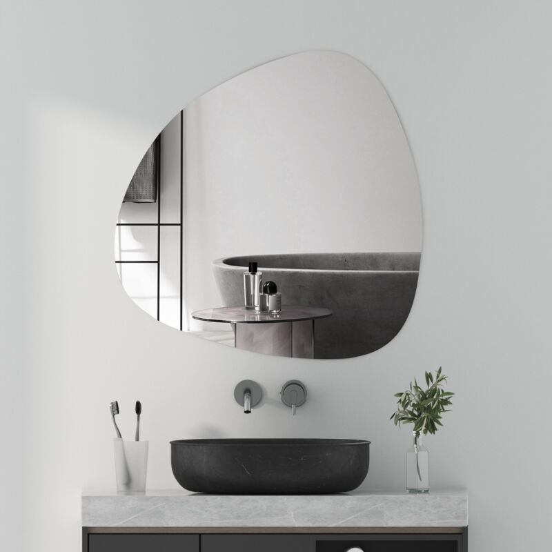 Boromal - Asymetrischer Spiegel 80x80cm Wandspiegel, Unregelmäßiger Wandspiegel Dekorative Spiegel Wandspiegel für Badezimmer, Wohnzimmer, Flur,