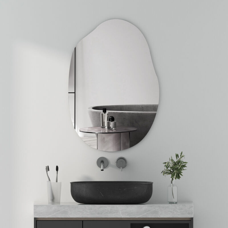 Asymetrischer Spiegel 55x80cm Wandspiegel, Unregelmäßiger Wandspiegel Dekorative Spiegel Wandspiegel für Badezimmer, Wohnzimmer, Flur, Gäste WC