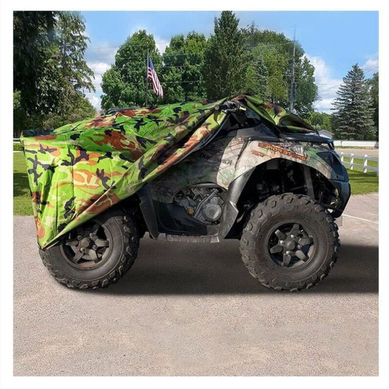 ATV-Schutzabdeckung für Quads, Camping, Mountainbikes und Motorräder, wasserdicht, UV-beständig, 210D-Tarnmuster, 210 x 120 x 115 cm