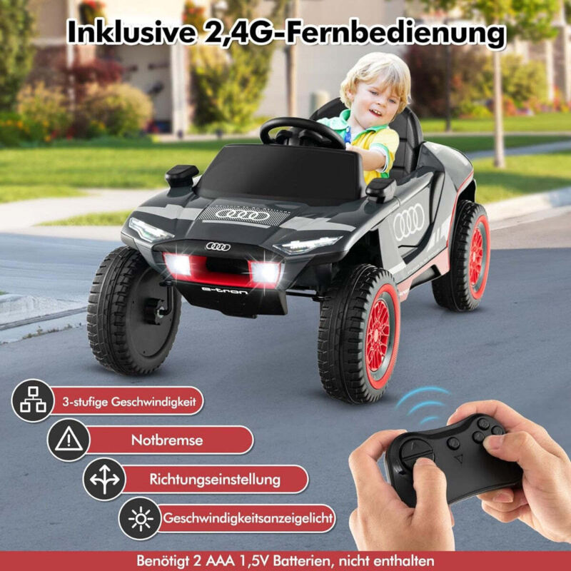 Northix - Audi elektroauto fur kinder 12v elektrisches kinderauto mit fernbedienung led lichtern 4 federungen grau