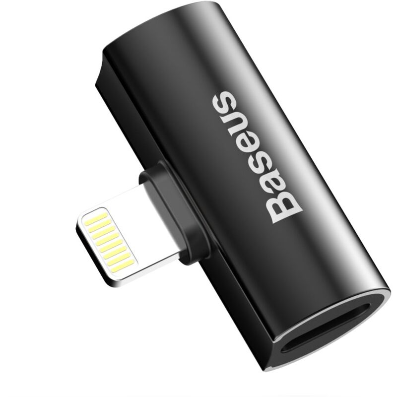 Baseus Audio Converter L46 Adapter Splitter von iPhone auf 2x iPhone Ladeanschluss schwarz (CAL46-01)