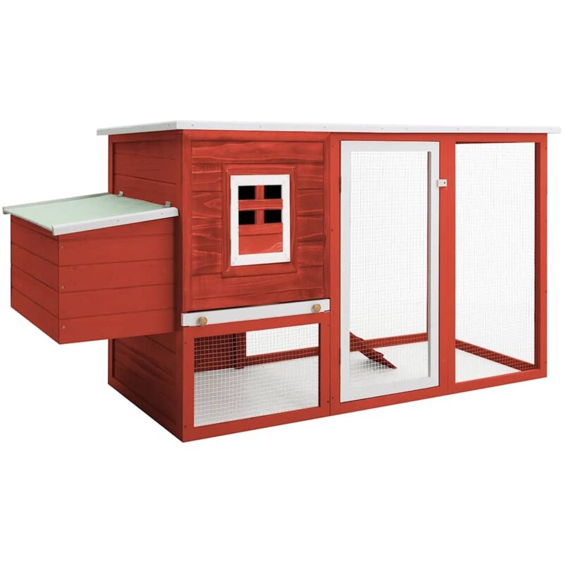 Garten-Hühnerstall mit 1 Legenest Rot Holz - Vidaxl