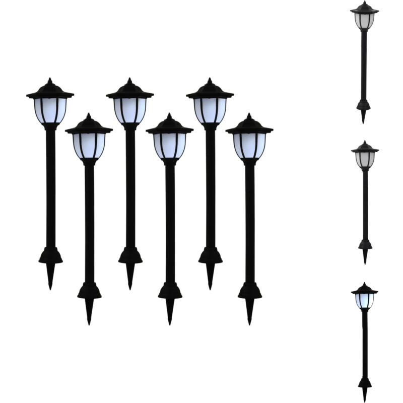 Solar-Außenleuchten 6 Stk. led Schwarz - led Solarleuchte - Gartenbeleuchtung - Außenstehleuchte - Solar Lampen - Solarlaterne