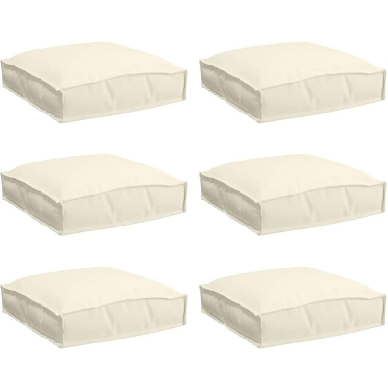 Palettenkissen für Sitzfläche 6 pcs Creme 40 x 40 x 8 cm Vidaxl