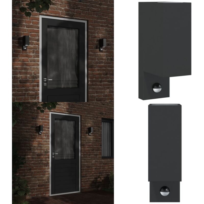 Außenwandleuchte mit Sensor Schwarz Aludruckguss - Outdoor-Beleuchtung - Wandleuchte - Bewegungsmelder - PIR-Sensor - LED-Leuchte - Home & Living