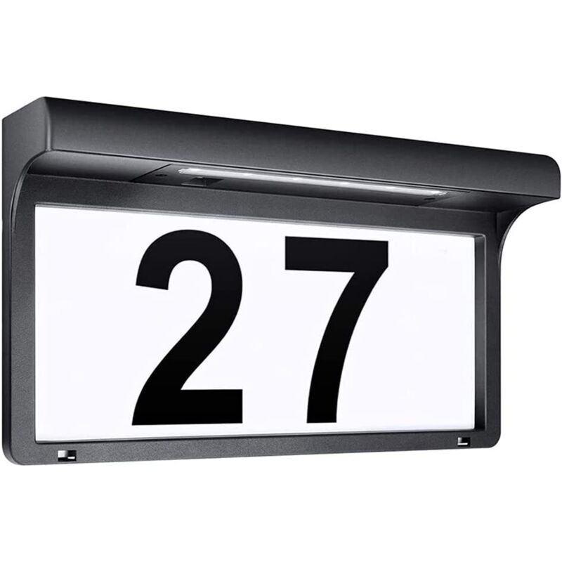 Vtizikl Applique extérieureApplique murale d'extérieur à LED solaire pour maison, numéro de maison-31,5 x 17,5 x 6,5 cm