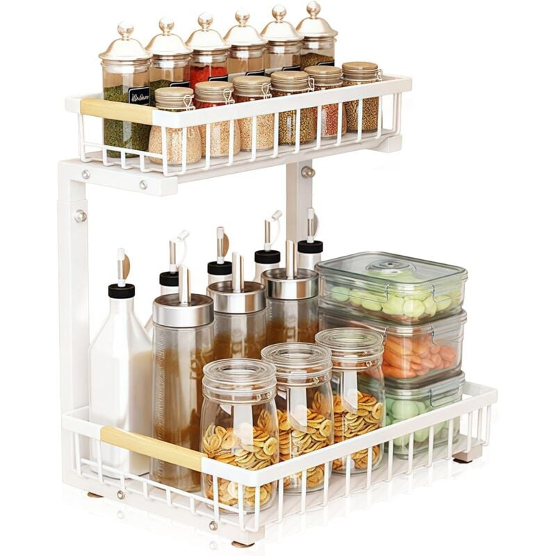 Aufbewahrung unter der Spüle aus Metall, verstellbare Aufbewahrung und Organisation in der Küche, Aufbewahrung unter der Spüle in der Küche,