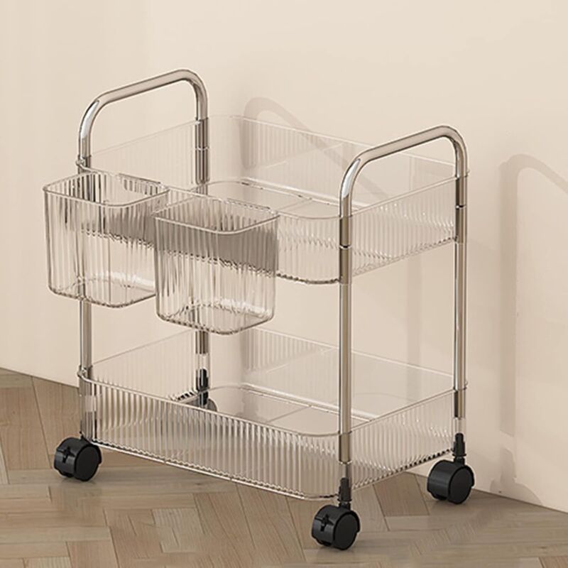 Aufbewahrungs-Organizer aus transparentem Acryl, Kosmetik-Aufbewahrungswagen, Toilettenartikel-Organizer, Nachttisch, 2 Ebenen