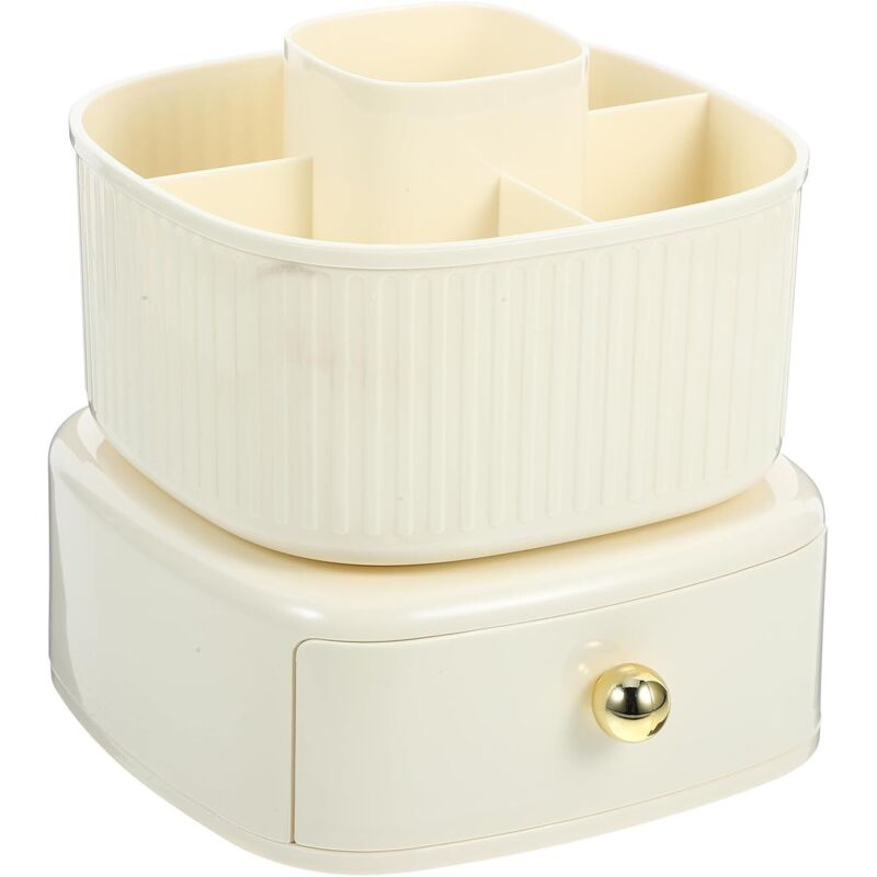 Aufbewahrungsbox für Make-up-Pinsel, um 360° drehbare Kosmetikbox mit Schublade, Make-up-Pinselhalter
